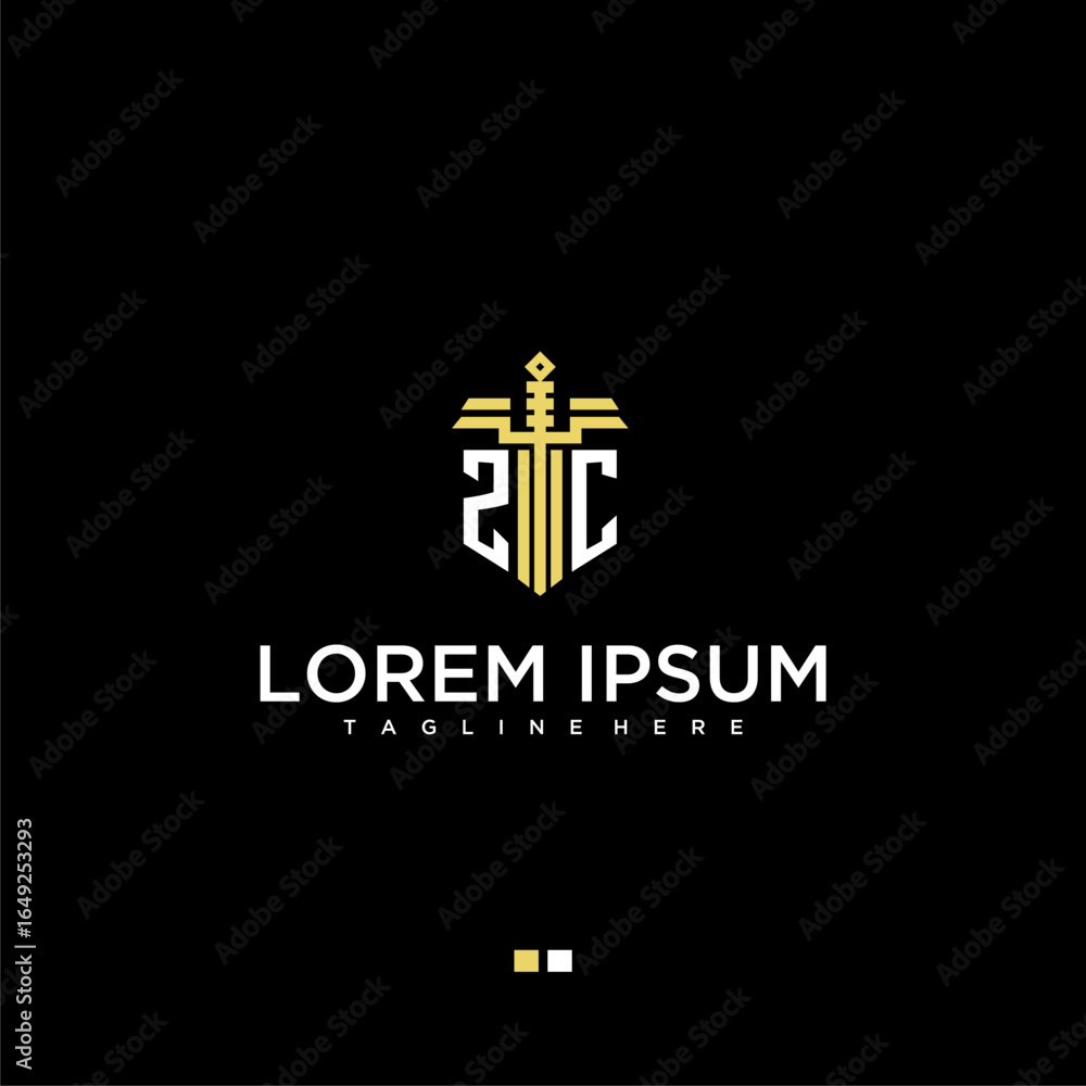 Poster zc initial monogram for lawfirm logo with sword style image