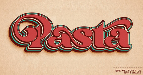 Pasta text, retro vintage style text effect logo template