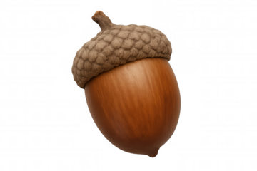 Ripe acorn with its cupule on a transparent background, perfect for nature and autumn themed projects