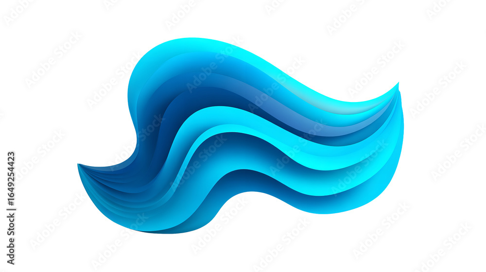 Poster abstract blue curved shape gradient design isolated on transparent background