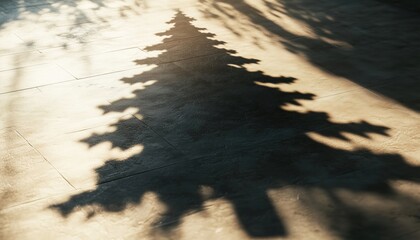 Christmas Tree Shadow: A Decorative Element For Collages And Mockups. Creative Overlay Effect For Mockups, Posters, And New Year Greeting Cards.