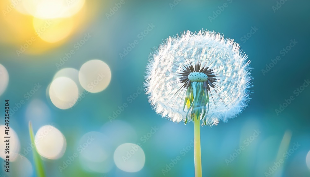 Poster beautiful macro image of dandelion in artistic nature setting with blurred background of spring summ