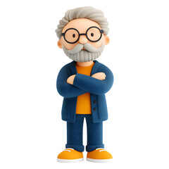 Obraz premium Charming 3D Render of a Distinguished Gentleman with Glasses and a Thoughtful Expression