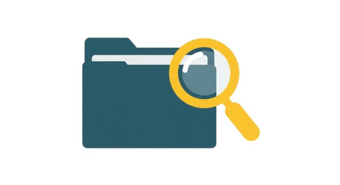Folder with magnifying glass icon for file search and information
