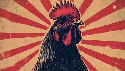 Local Farm Proud: Vintage Farm-Raised T-Shirt With Retro Rooster Badge, Rustic Sunburst Graphics, And Cock Emblem For A Vintage Look.