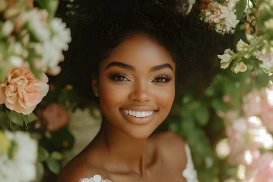 Portrait of a young bride in the garden