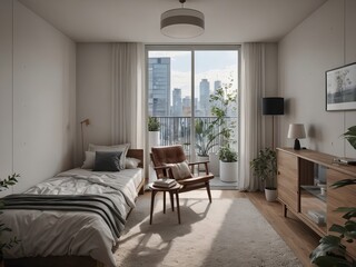 一人暮らしの部屋　1R　お洒落なナチュラルインテリア　女性向け　北欧