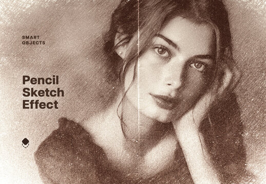 Pencil Sketch Photo Effect Mockup