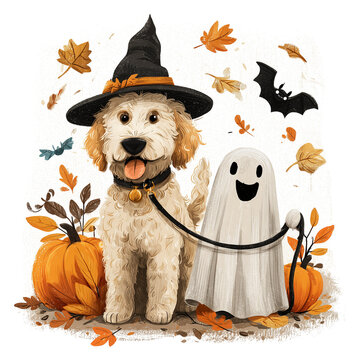 A Ghost's Best Friend, Cute Halloween Dog & Ghost
