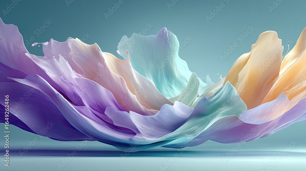 Poster abstract fluid wave with a futuristic gradient effect running across a minimal white canvas