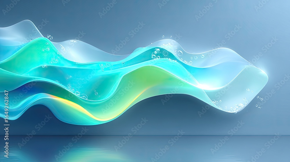 Poster minimalist white background with a dynamic bright gradient wave cutting through, elegant and fluid