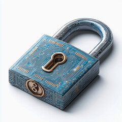 Cybersecurity padlock with digital circuit design symbolizing data protection
