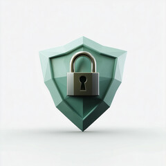 3D shield icon with secure padlock representing data privacy and protection
