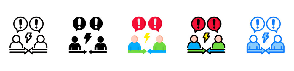 Conflict icon multiple style 