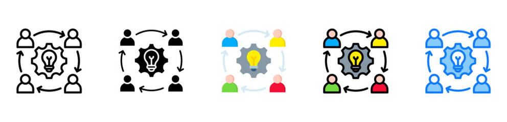 Teamwork icon multiple style 