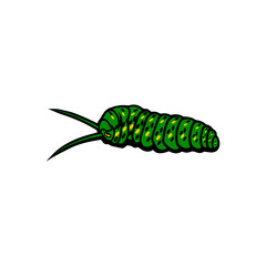 green leaf caterpillar with black and yellow markings vector illustration