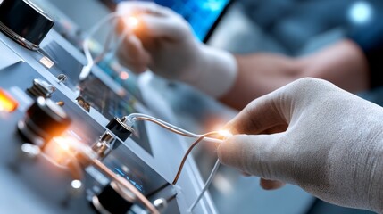 Microgravity Experiment Monitoring in Space Laboratory - Point of View Shot with Hi-detail and Flat Lay