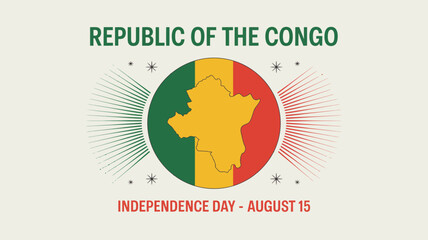 Celebrate Republic of the Congo Independence Day August 15 with vibrant national pride and iconic map graphic