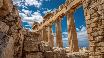 Fototapeta premium Ancient ruins under a vibrant sky