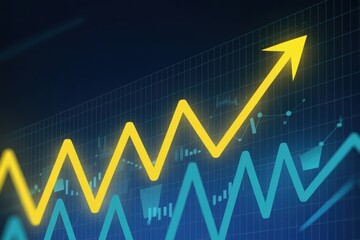 Fototapeta premium Upward Trending Digital Graph, financial business growth and success, data analysis.