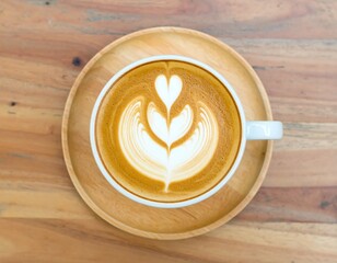 Latte art on a wooden tray (2)