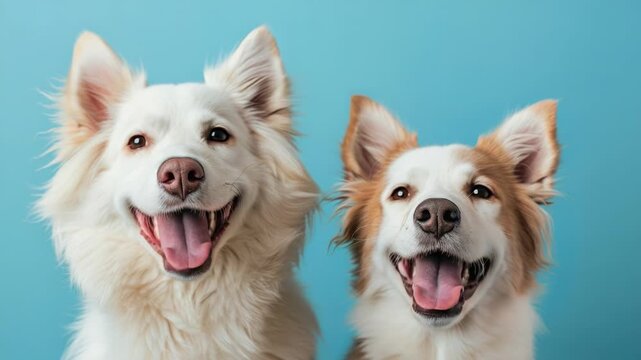 A pair of dogs sitting side by side, showing companionship and friendship