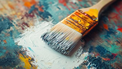 Obraz premium Detailed Shot Of Paint Container And Brush On White Background With Clipping Path. Ideal For Graphic Design. Perfect For Creative Projects.