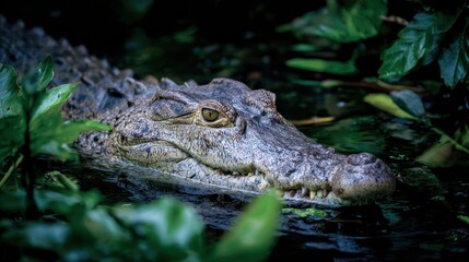 Close-up of an alligator in water