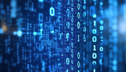 Enhanced Digital Display Technology: White Numbers On Blue For Data Analysis, Cybersecurity, Computer Programming, And Modern Information Technology Applications