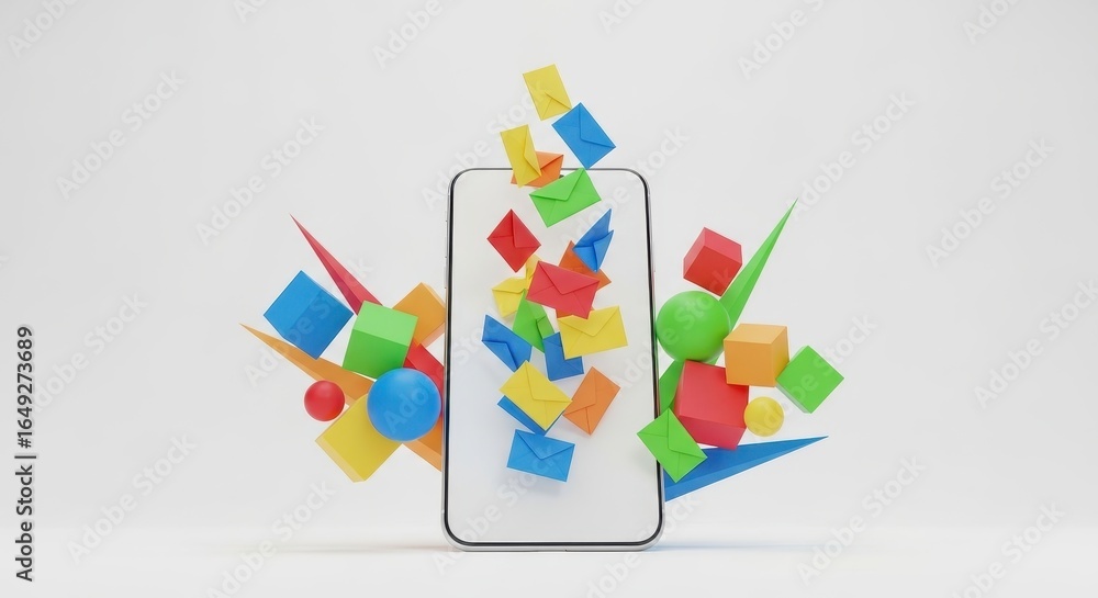 Poster abstract rendering showcasing mobile communication and digital information flow