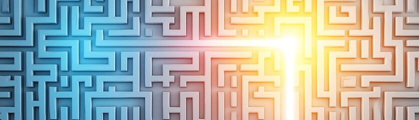 Breakthrough possibility ideas concept, A captivating abstract maze design featuring intricate lines and bold colors, symbolizing challenges and the journey to find a path or solution.