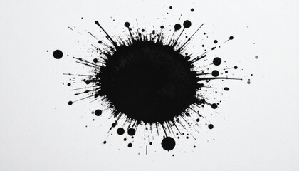 Abstract Black Ink Splatters On White Background
