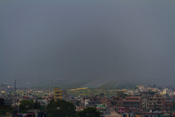 Kathmandu Tribhuvan International Airport in Monsoon Fog