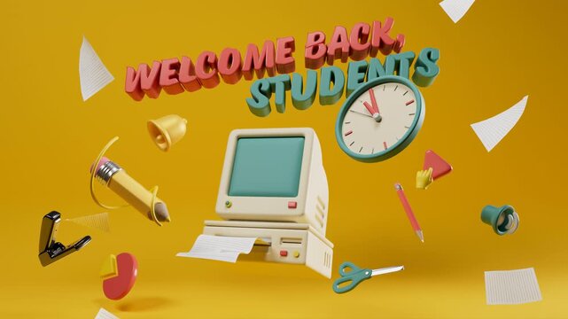 Welcome Back Students 3D School Background