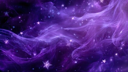 Purple nebula swirls, scattered stars