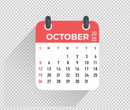 October Calendar Month vector illustration 2025
