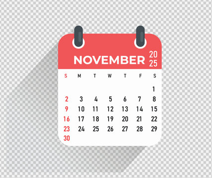 November Calendar Month vector illustration 2025