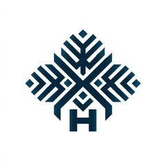 Obraz premium Unique geometric design featuring interlocking patterns with a central letter H in a modern, minimalist style