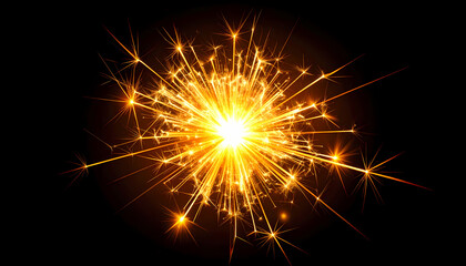 Golden sparkler burst against dark background