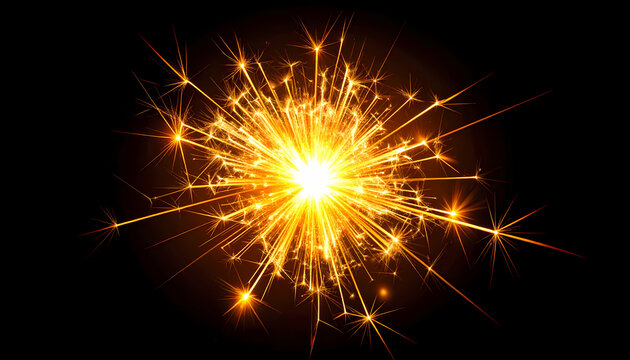 Golden sparkler burst against dark background