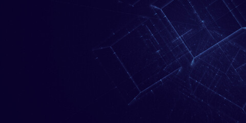 Geometrische Datenstruktur – blaue abstrakte Technologie-Vernetzung in modernem Design, Big Data, Blockchain, Digitalisierung, Analyse, KI, Wissenschaft, visuelle Kommunikation, Technologie