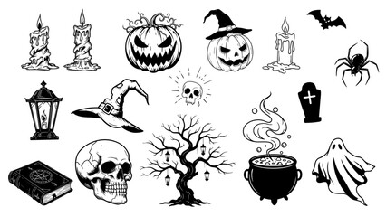 set of halloween elements