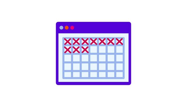 A clean, minimal calendar user interface on a white background, representing scheduling, planning, organization, and time management efficiency