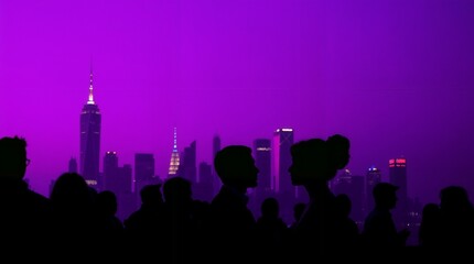 People and network, silhouette of people looking at a city to learn more about business