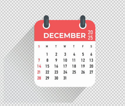 December Calendar Month vector illustration 2025