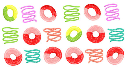 Colorfull Chewy sugar candy circle shape And the rope © ita