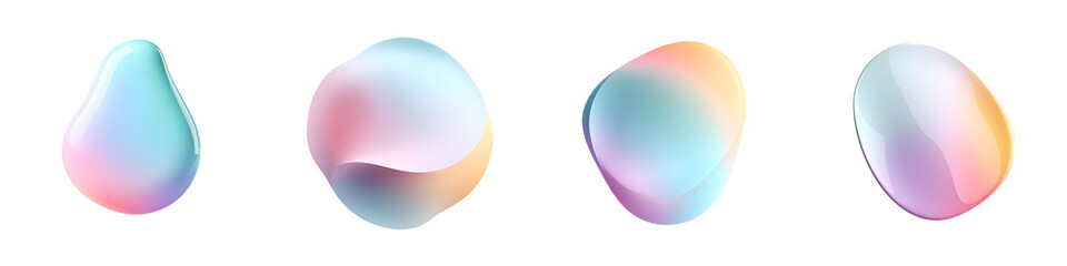 Naklejka premium Iridescent Fluid Shapes: Abstract Background with Holographic Gradient