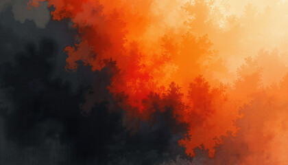 Fototapeta premium Abstract fractal pattern in orange and black tones with depth 