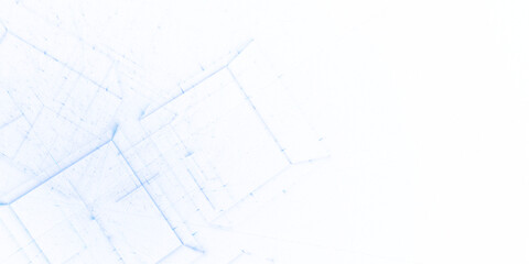 leuchtende 3D-Blöcke in dynamischer Symbiose, technische Visualisierung digitaler Systeme, Architektur, Konstruktion, KI, Netzwerk, Innovation, Geometrie, Technologie, Wissenschaft, Forschung, blau