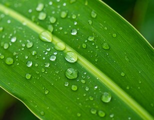 Naklejka premium Close-up of a wet corn leaf